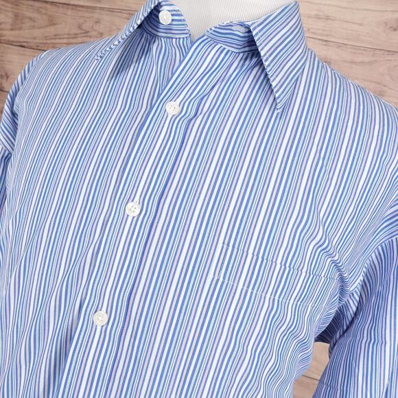 NEW Croft & Barrow Dress Shirt Mens XL Blue Stripe Wrinkle Resistant Button Down - Picture 2 of 9